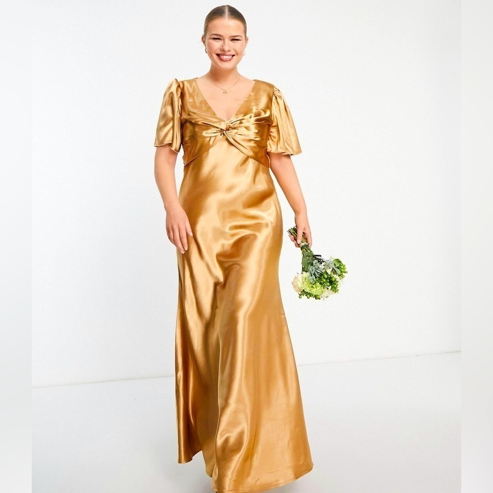 LITTLE MISTRESS Bridesmaid Tea Dress Golden Caramel 4